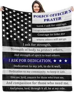 Police Officer Gifts for Him, Police Gifts for Men, Thin Blue Line Police Flag Blanket 50"x60", Police Academy Graduation Gifts, Best Gift for Policemen, for Police Officers
