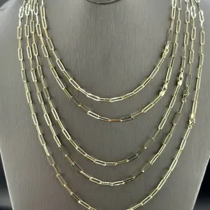 Gold 14k Chain Paper Clip Design 16" 18" 20" 22" 24" for Everyday Wear Elegant Jewelry
