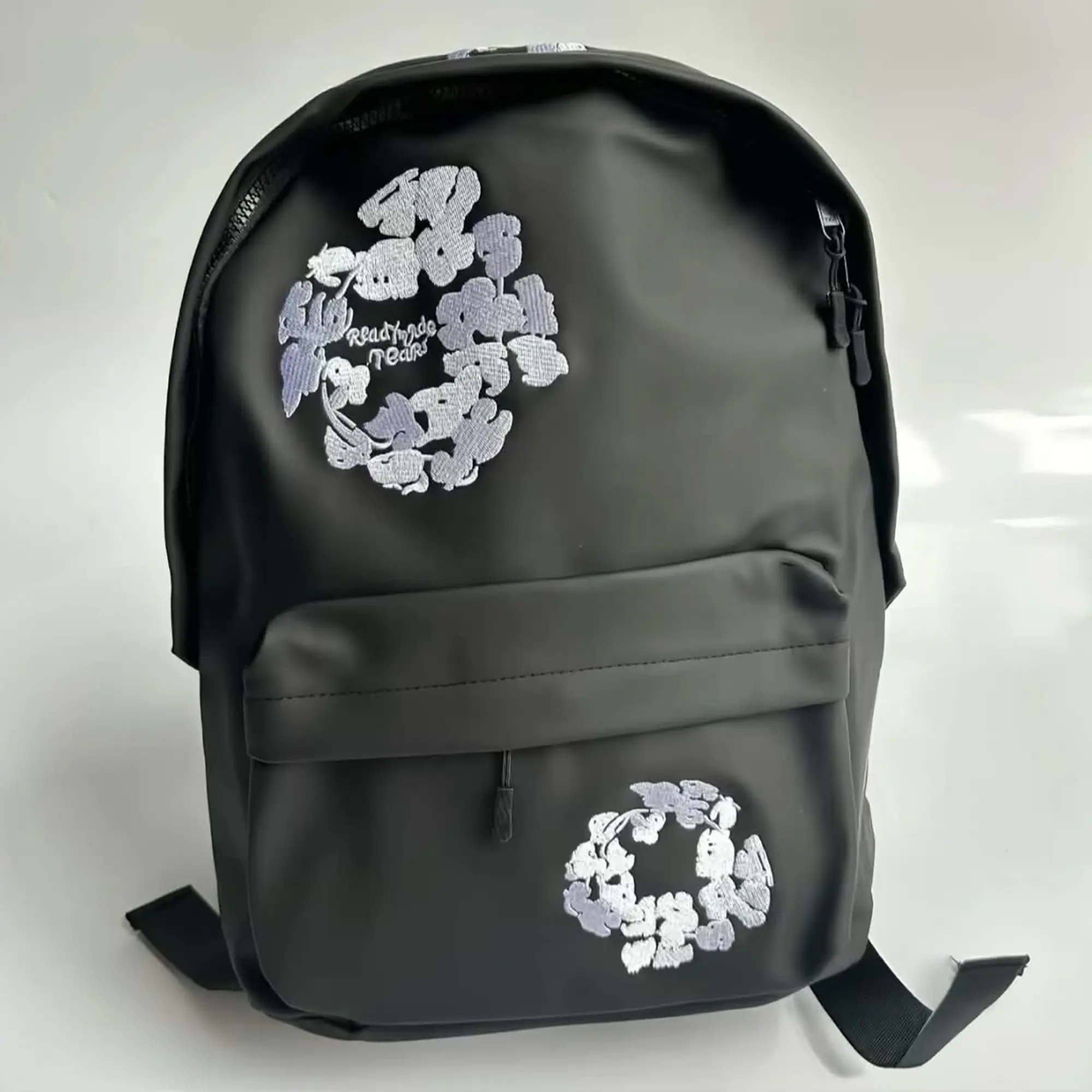 READYMADE x Denim Tears Cotton Flower Wreath Embroidery Backpack - Premium Smooth Water-Repellent Nylon Large Backpack for Students, Casual Streetwear Computer Book Bag