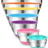 Mixing Bowls with Lids Set 7 PC Stainless Steel Salad Bowls with Colorful Airtight Lids for Kitchen Tableware Nesting Salad Bowls Set