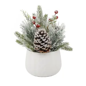 Xmas Mix in White Sweater Ceramic Pot 6X6X5