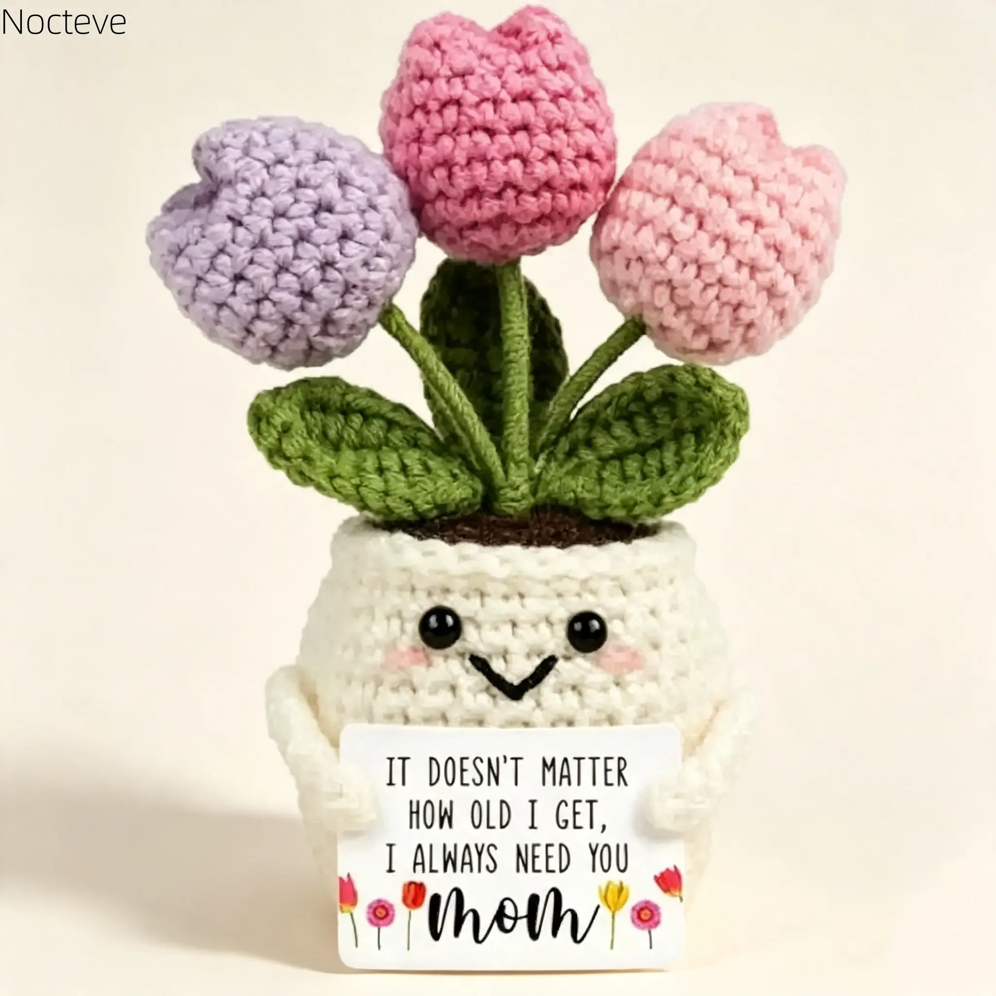 Handmade Crochet Tulip Yarn Doll, Cute Soft Flower Desk Decor, Aesthetic Keepsake Ornament, Ideal Birthday & Mother’s Day Gift for Mom