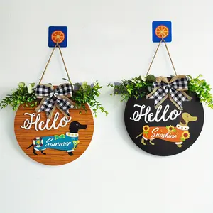 1PCS – Black & Brown Dachshund Welcome Signs | Rustic Wiener Dog Wooden Welcome Sign Decor for Front Door | Spring / Easter / Valentine’s Day Ready | The Ultimate Gift for Dog People – Grab a Set for Your BFF Too!