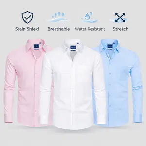 3-Pack AMZPURE Men's Stain Sheild Business Casual Long Sleeve Dress Shirts Slim Fit Button Down Shirt tiktokshopspringglowup Summervibes