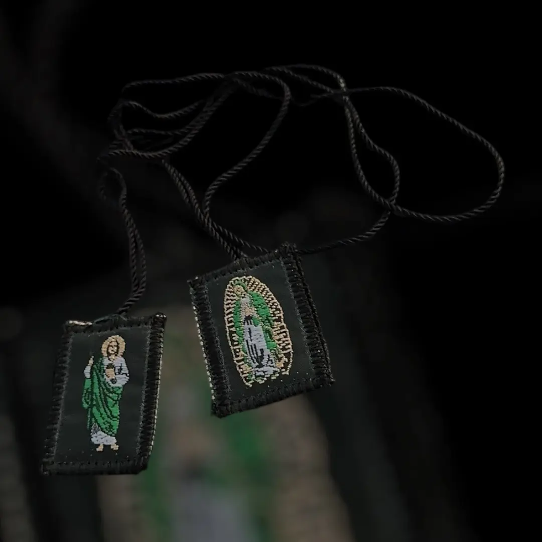 Black Ceramic Religious Scapular with Patron Saint Jude and Virgin Mary of Guadalupe - Collectibles, Symbol of Hope, Meaningful Office Decor, Indoor Religious Home Decor Ornament, Spiritual Gift for Home-Office Supplies