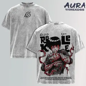 Rock Lee Tee Washed – Naruto Anime Manga Vintage Washed Heavy Cotton Oversized T-Shirt & Hoodie, Double Printed Retro Unisex Streetwear Graphic Top, Taijutsu Fighter Edition, Loose Fit Multi-Color Anime Merch 7VM