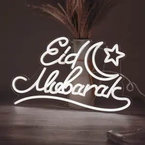 Eid Mubarak Neon LED Sign for Eid celebration. Eid wall and window decorations.