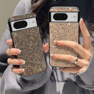 Luxury Glitter Grid Pattern Fashion Soft Phone Case For Google Pixel 10 9 Pro XL 9A 8A 7A 6A 6 7 8 9 Shiny Protective Back Cover