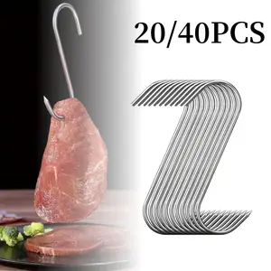 20 Pieces 6 Inch Meat Hanging Hooks, Stainless Steel Meat Hanging Hooks, Heavy Duty S-Hook for Butchering, Smoking, Drying, Cooking, Grilling, BBQ