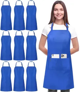 Utopia Kitchen Unisex Adjustable Bib Apron, 10-Pack, with 2 Pockets, Waterdrop Resistant for Cooking and Baking