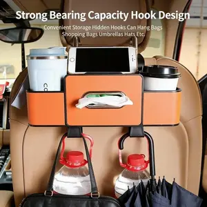 4-in-1 Car Seat Organizer, Car Seat Storage Box with Tissue Holder, Cup Slot, Hook, and Phone Stand, Essential Automotive Storage Solution for a Clutter-free Vehicle