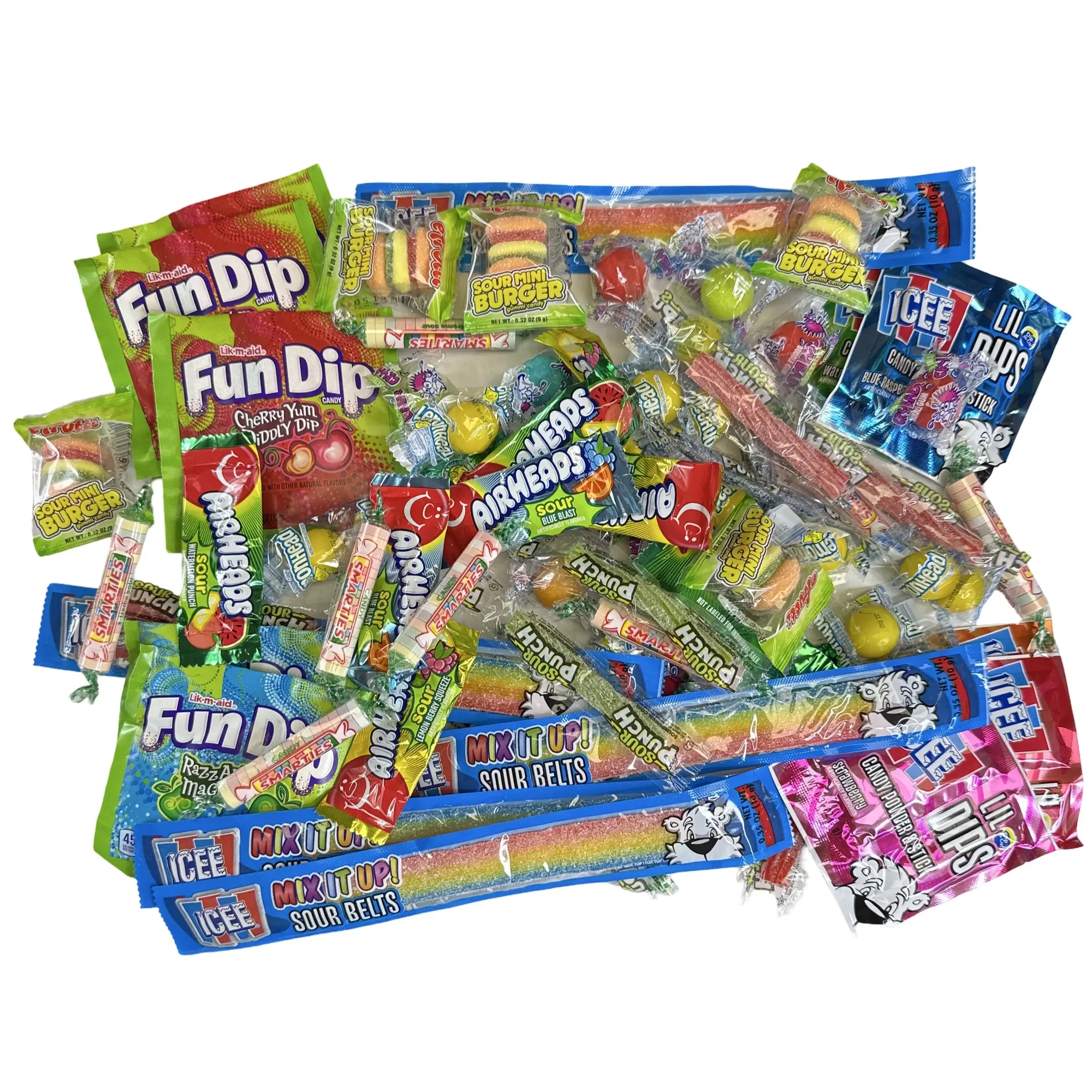 Sour Candy Variety Sampler Pack V2 | Lemonhead, efrutti, Icee, Fun Dip, Smarties and Airheads, 70 Total