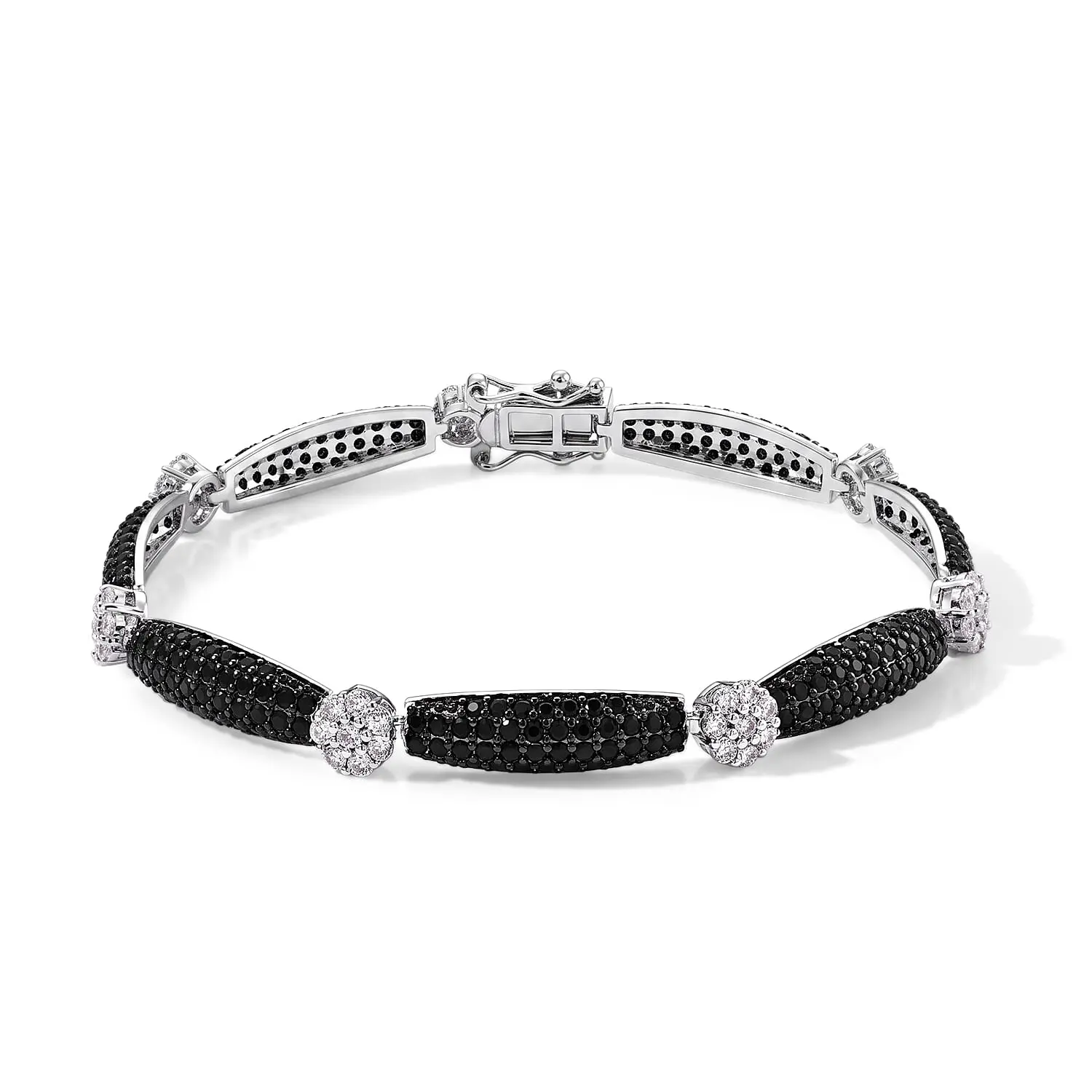 EverTrue Thai Black Spinel and Simulated Diamond 6.00 ctw Bracelet in Dualtone (7.25 In)