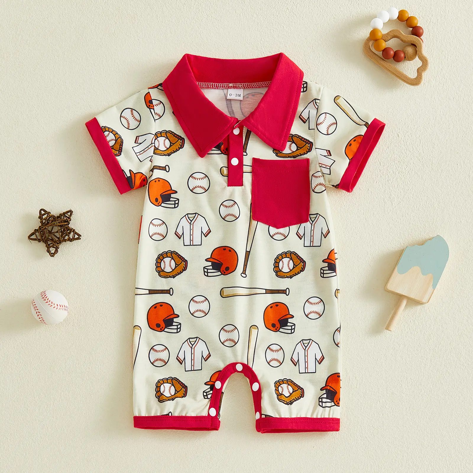 Meihuida Newborn Infant Baby Boy Summer Outfit Short Sleeve Button Down Jumpsuit  Baseball Romper Onesie Clothes