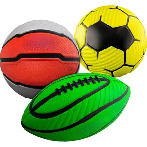 Mini Foam Sports Ball Set, Soft Foam Football, Soccer Ball and Basketball Toys for Kids, Indoor Outdoor Play, Beginner Training, Backyard Games, Toddler Sports and Birthday Gifts