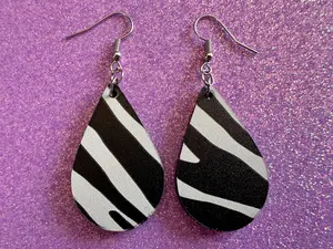 Zebra PrintEarrings: Laser Cut Acrylic Animal Print, Safari, Zebras, African Animals, Zoo, Fashion, Best Gifts for Her/Him/Them