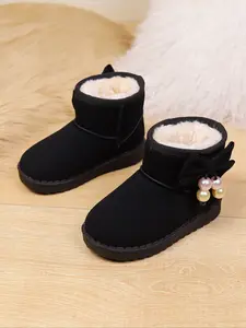 Winter Boots, Faux Suede & Plush Lining, Warm and Comfortable, Suitable for Cold Weather, Boys and Girls, Fashionable Waterproof Shoes, Solid Color Boots