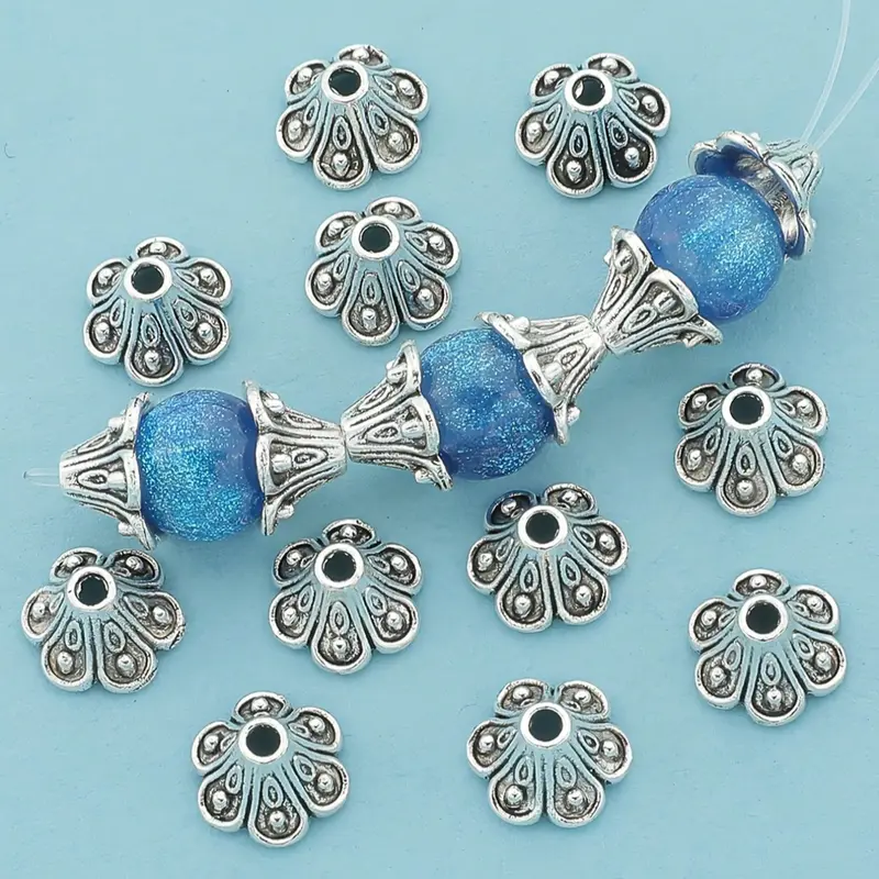 50pcs Vintage Style Six-Petal Flower Bead Caps, Zinc Alloy Spacer Beads, DIY Galaxy Beads for DIY Jewelry Making, DIY Jewelry Decoration, Beading Supplies, with Necklaces, Bracelets, Earrings, and Anklets Craft Supplies