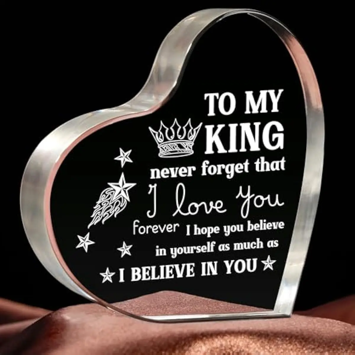 Fathersdaygifts Gifts for Him Boyfriend, Mens Gifts, Anniversary I Love You Gifts for Him, Men's Heart Shaped Acrylic Block -Fathers Day Birthday Gifts for Boyfriend Husband