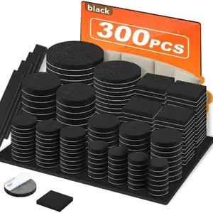 Felt Furniture Pads 300 Pieces, Furniture Pads for Hardwood Floors, Felt Pads for Chair Legs Furniture, Floor Protectors for Furniture Black
