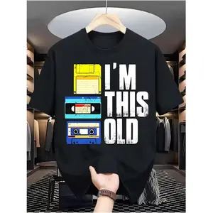 100% Premium Cotton T-shirt I'm This Old Retro Vintage Cassette Tape Floppy Disk & VHS T-Shirt