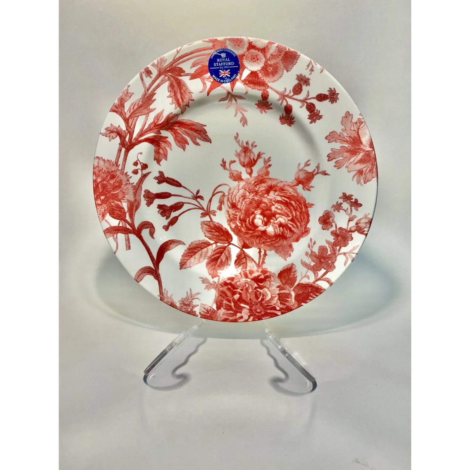Royal Stafford Coral Floral Weave Dinner Plate made in England   10.5”