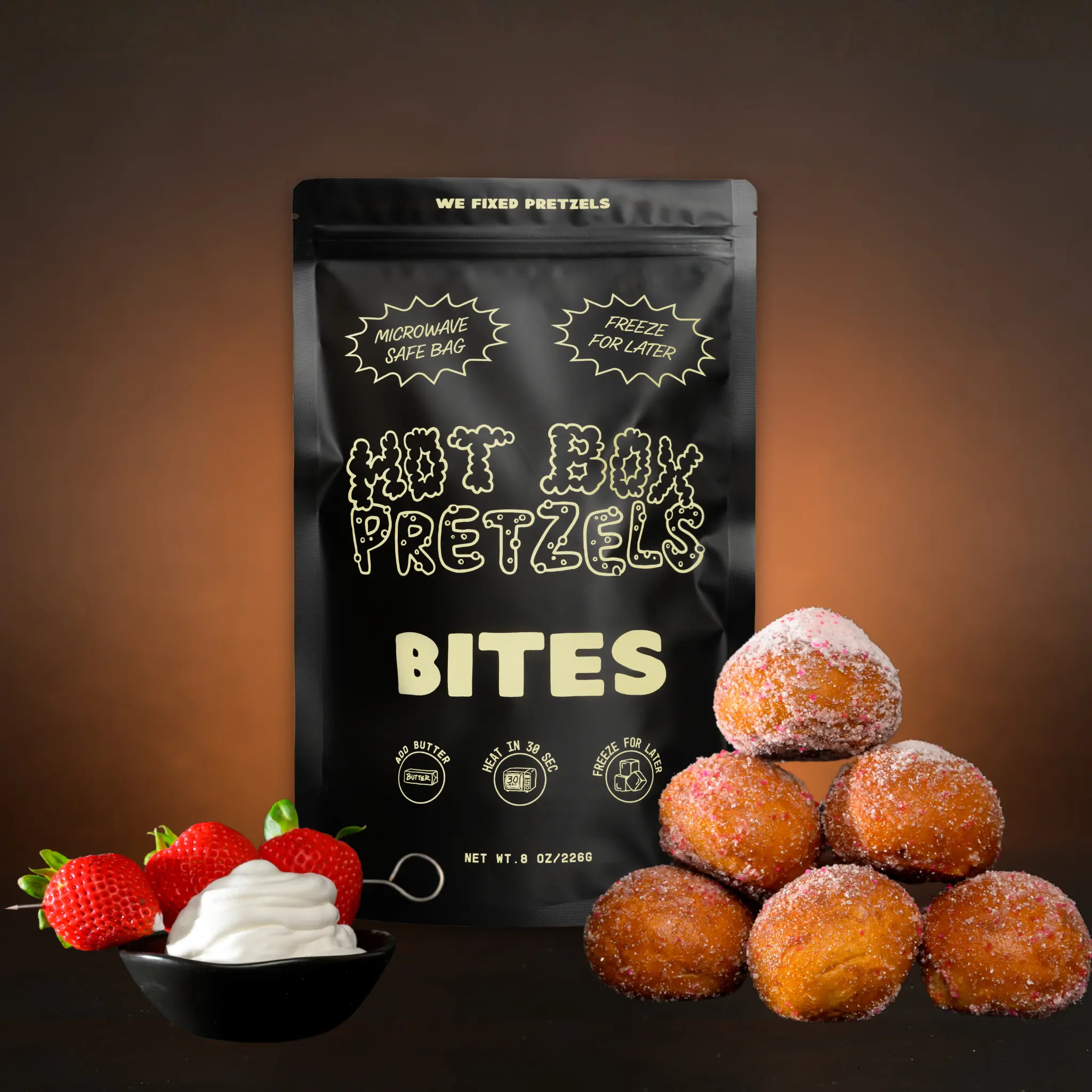 Strawberries & Cream Soft pretzel Bites Bag (14 bites per bag)