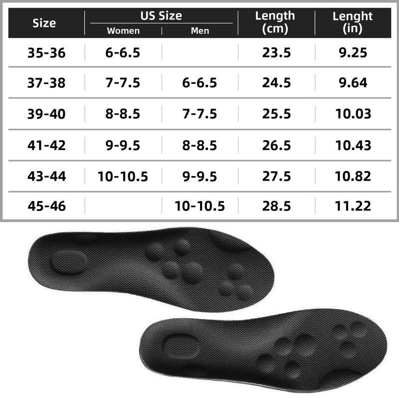 4D Massage Sports Shock-Absorbing Breathable PU Insoles for Sports Shoes & Daily Sneakers Super Soft Texture Acupoint Massage Support Feet Joints