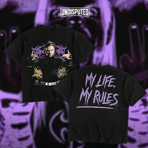 UNDISPUTED Jeff Hardy "My Life My Rules" Heavy Cotton T-shirt WWE Pro Wrestling Fan Apparel Pump Cover Vintage Bootleg Direct-to-garment Printing