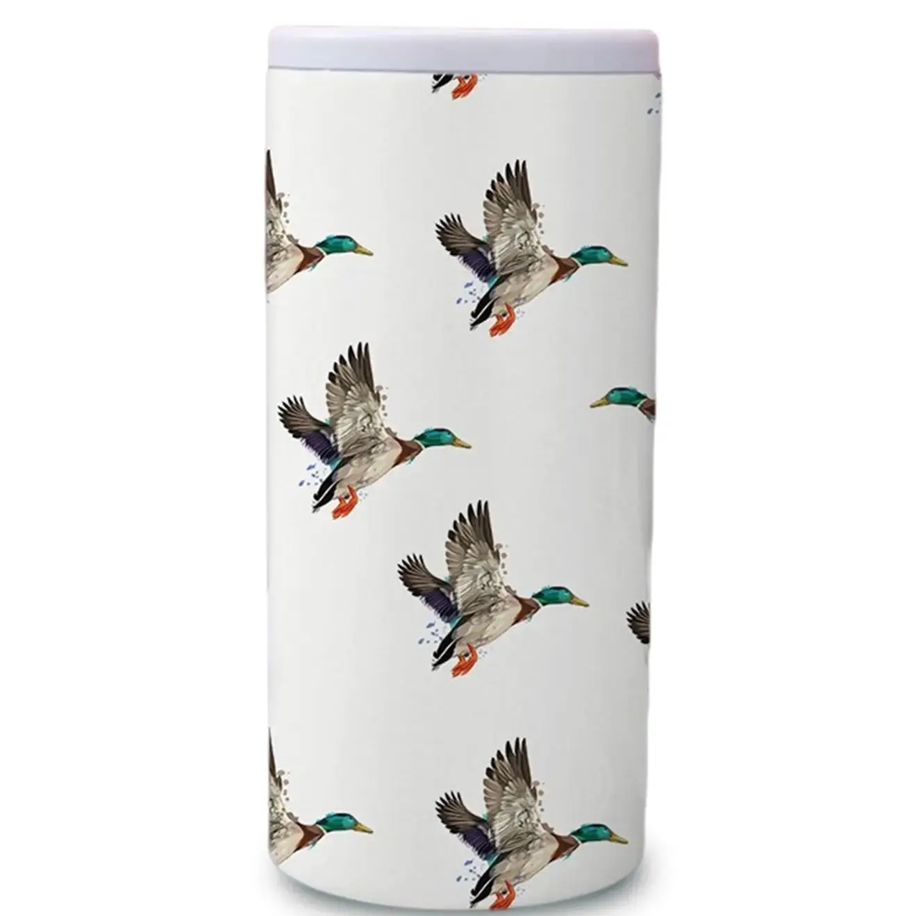 White Mallard Slim Can Coozie
