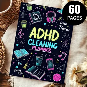 ADHD Friendly Cleaning Planner for Adults 60 Pages Fun Household Chores Management Notebook Home Cleaning Task Tracker Habit Builder Journal Improve Focus & Productivity Practical Home Planning Log Book