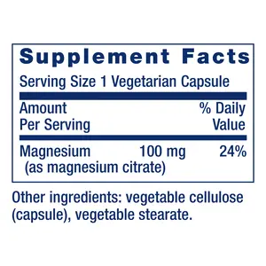 Life Extension Magnesium Citrate 100 MG, 100 Vegetarian Capsules