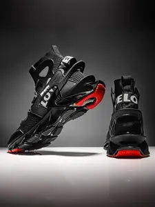 Men's Fashionable Cut Out Design High Top Sneakers, Casual Comfortable Sports Running Shoes, Male All-match Round Toe Shoes for Daily Wear, Jogging Shoes, Casual Running Footwear