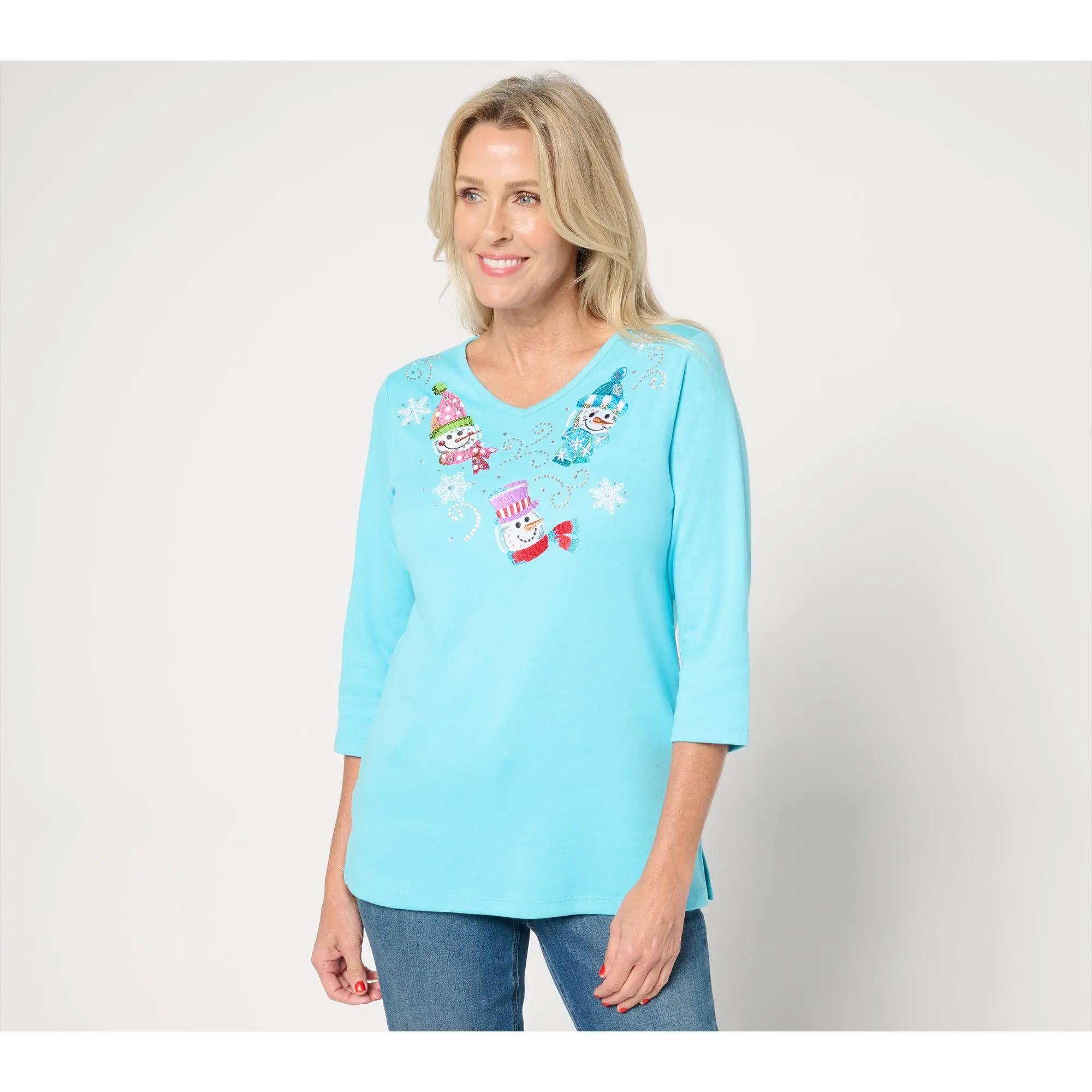 Quacker Factory Holiday Trio 3/4 Sleeve Top