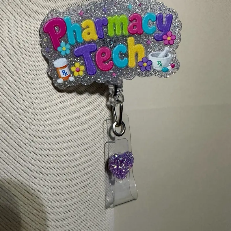 Pharmacy Tech Glitter Badge Reel