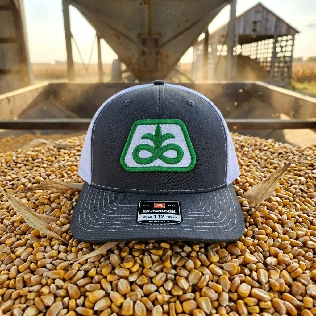 [ BEST 2026 ] Richardson 112 Trucker Cap – Gray & White Mesh Snapback Hat with Pioneer Seed Patch | Adjustable Cotton Blend Farm Hat | Classic Unisex Casual Fit for Farmers, Outdoor Work & Everyday Wear