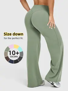 Women's Spring Summer Bell Bottom Pants, High Waist Slim Fit Sportswear, Stretchy Outdoor Shaping Leggings, Casual All-Season Wear, Sports Bottoms