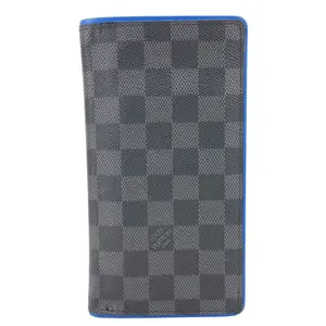 Pre-owned Louis Vuitton Damier Graphite Clutches & Wristlets Brazza Bifold Wallet Black
