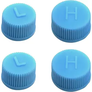 Car A/C Valve Core Caps, R134a Air Conditioning System Repairing Seal Kit, Leakproof High and Low Side Pressure A/C Caps, Automotive Air Conditioning Valve Cap Replacement Set (4PCS)