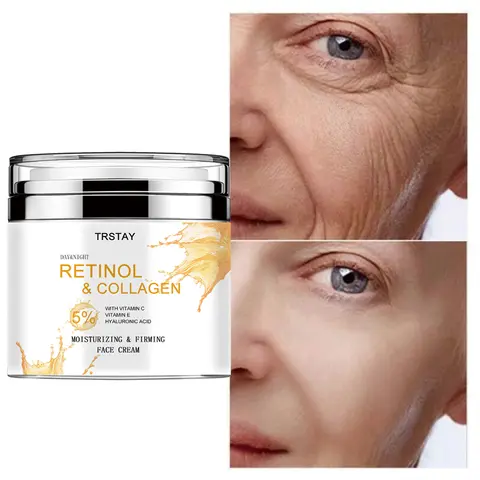 TRSTAY Retinol+Collagen Day & Night Face Moisturizer - 50g, 3 Years Shelf Life, All-Skin Types, Anti-Age & Skin Firming Moisturizers & Mists, Deeply Moisturizing with Hyaluronic Acid, Argan Oil, Vitamin C Boost, Smooth Routine Support