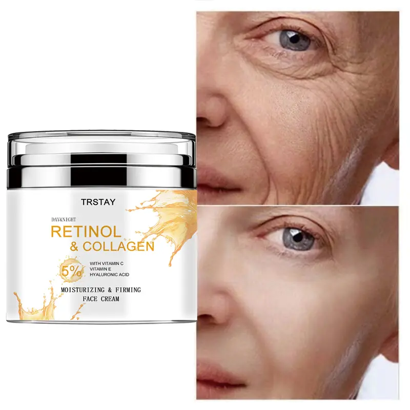 TRSTAY Retinol+Collagen Day & Night Face Moisturizer - 50g, 3 Years Shelf Life, All-Skin Types, Anti-Age & Skin Firming Moisturizers & Mists, Deeply Moisturizing with Hyaluronic Acid, Argan Oil, Vitamin C Boost, Smooth Routine Support