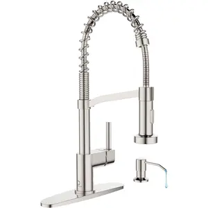 Kitchen Faucet Soap Dispenser,Faucet for Kitchen Sink, Kitchen Sink Faucets with Pull Down Sprayer and Dual Function Spray Head,RV Sink Faucet with Deck Plate,Nickel Brushed
