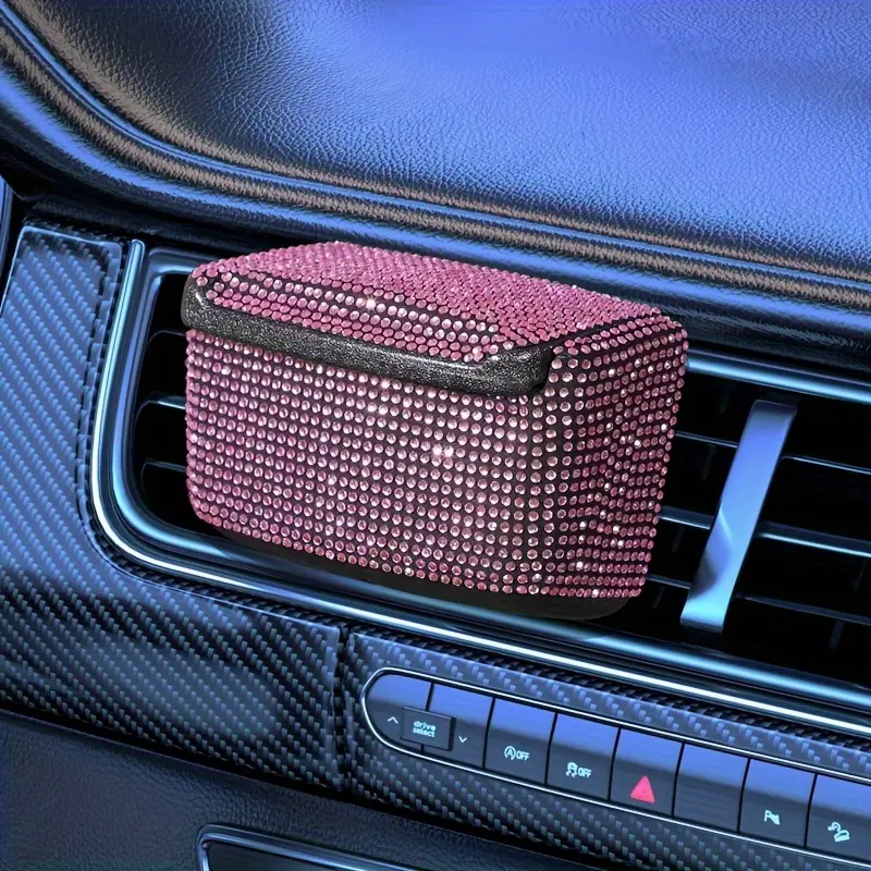 The golden and shiny luxurious ashtray with a creative lid and air outlet, hanging type, is suitable for cars, homes and offices, Car Interior Accessories Girls