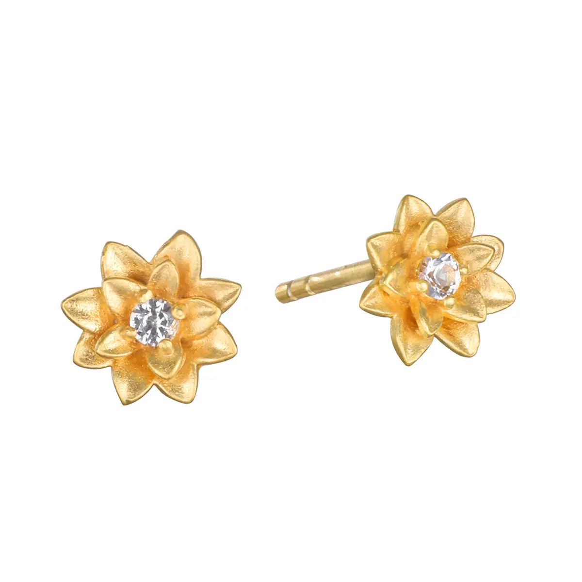 Satya Jewelry Soul Renewal Lotus White Topaz Stud Earrings for Everydaywear- One year warranty