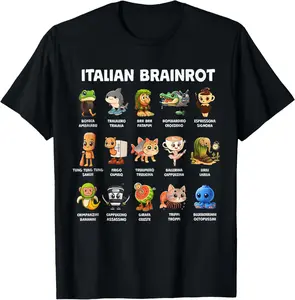 100% Cotton Types of Italian Brainrot Meme Character Hand Drawn for T-Shirt