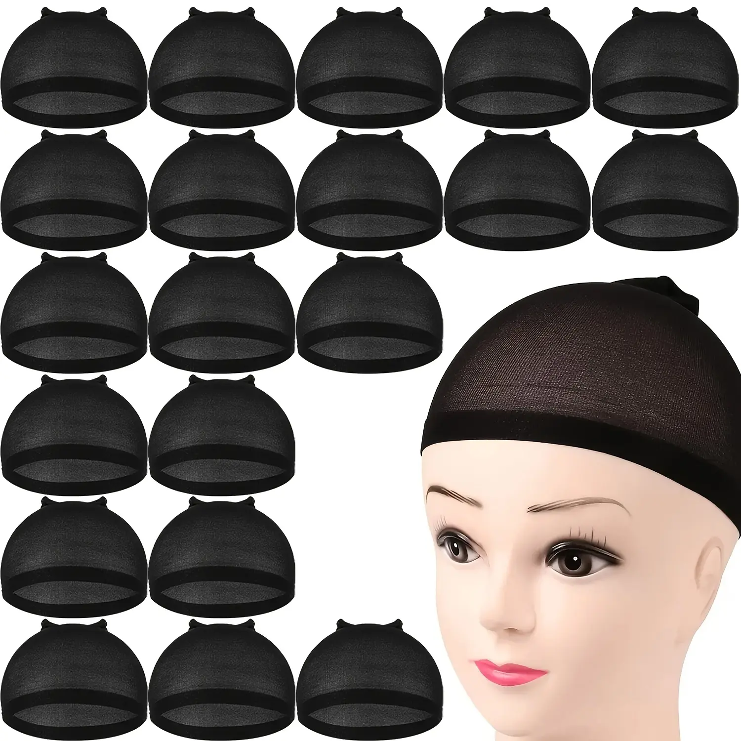 20pcs black wig cap women's stretch nylon wig cap stockings mesh cap 20pcs black wig cap women's stretch nylon wig cap stockings mesh cap