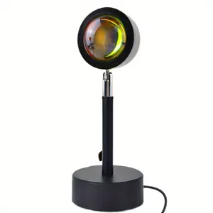 Sunset Projector Rotating Rainbow Mood Light with Remote USB Charging Adjustable Color Smart Control LED Ambiance Lamp for Bedroom Living Room Kids Party Nightlight Decor Creative Glow Soft Light Dream Desig