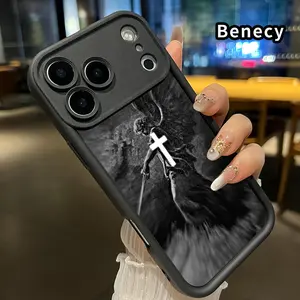 TPU Phone Case for iPhone 17 Pro Max 16 15 14 Plus 13 12 Mini 11 XR X XS Air E Christian Aesthetics Cross Judgement Angel Pattern Drop Protection Shockproof Soft Silicone Smartphone Cover Casing