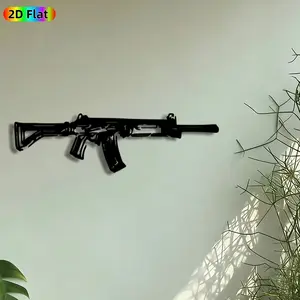 1pc Assault Rifle Silhouette Metal Wall Art, Tactical Rifle Statue Mural, Artistic Metalwork, Intricate Craftsmanship, Perfect for Fathers Day, Housewarming Decor, Perfect for Man Cave Garage Office Decor, Ideal Gift for Tactical Enthusiasts, Decoration