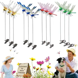 16 Pack Dragonfly Garden Decor with Sturdy Clips – Nature-Inspired 3D Design, All-Weather Durable, Fun Accent for Gardening, Camping, or Everyday Wear